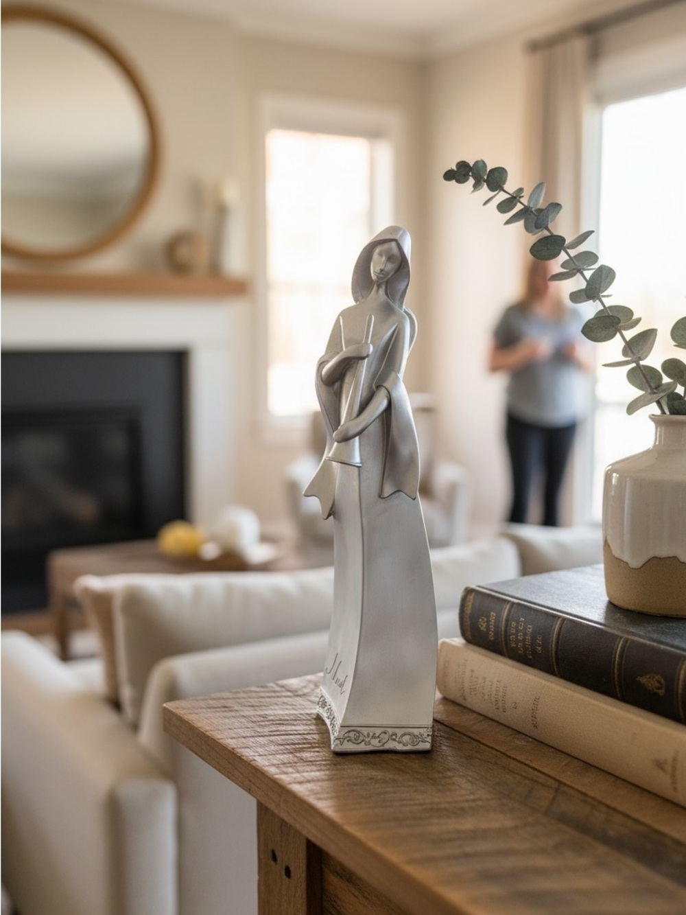 Roman Inc. Elegant Silver Resin Angel Figurine